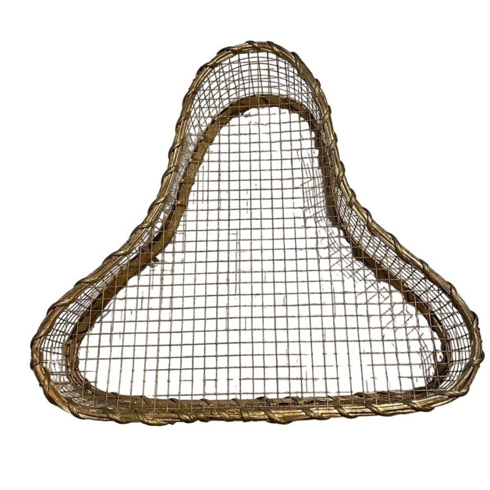 Vintage Wire Basket Christmas Bell  Shaped Holiday Fruit Basket u